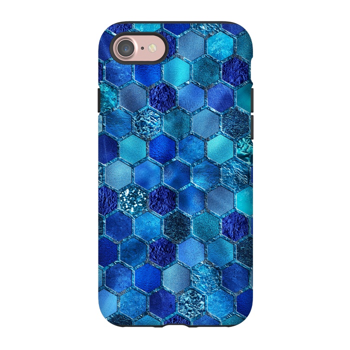 iPhone 7 StrongFit Blue Metal Honeycomb pattern by  Utart