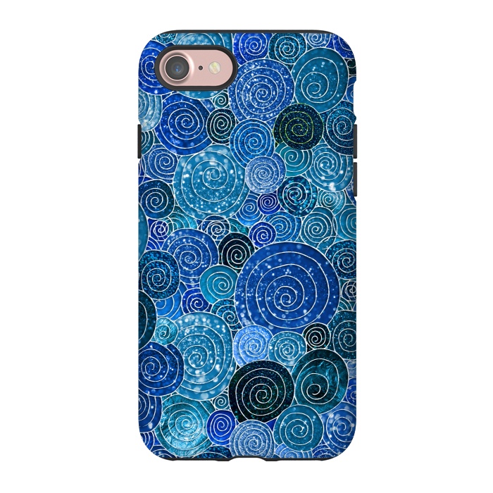 iPhone 7 StrongFit Blue Abstract Metal Dots and Circles by  Utart