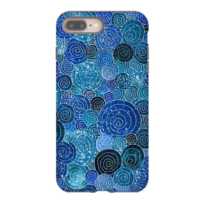 iPhone 7 plus StrongFit Blue Abstract Metal Dots and Circles by  Utart