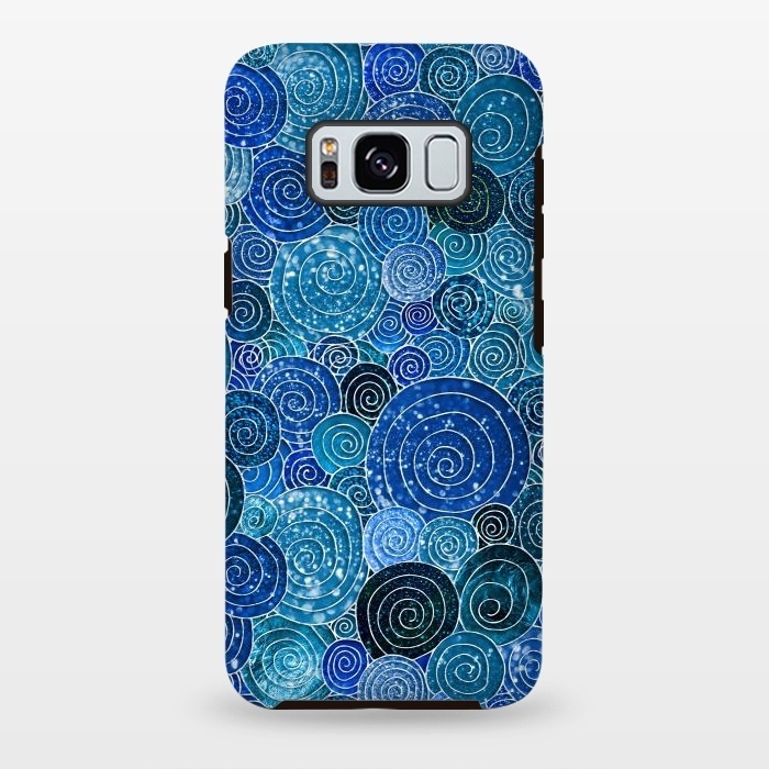Galaxy S8 plus StrongFit Blue Abstract Metal Dots and Circles by  Utart