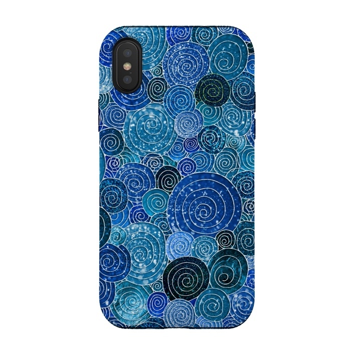 iPhone Xs / X StrongFit Blue Abstract Metal Dots and Circles by  Utart