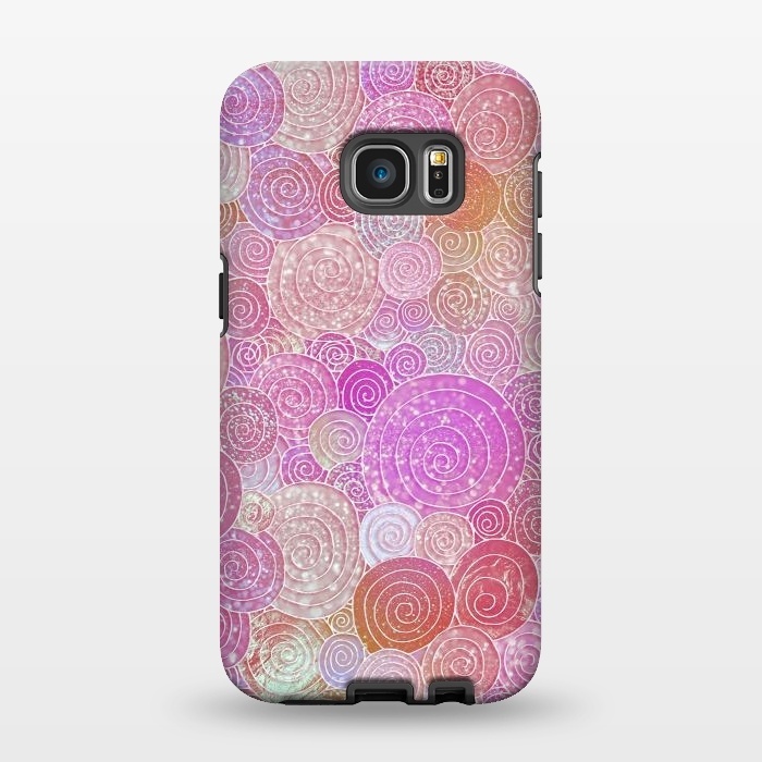 Galaxy S7 EDGE StrongFit Pink Metal Circles Dots Pattern by  Utart