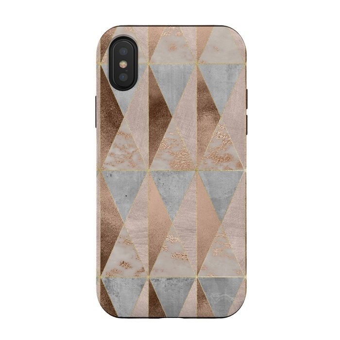 iPhone Xs / X StrongFit Modern Marble Geode Copper Triangle Argyle by  Utart