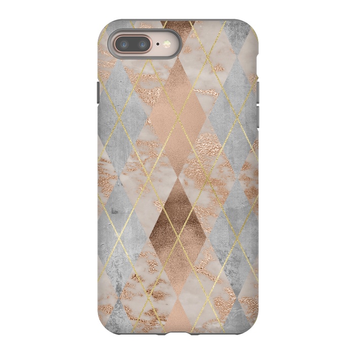 iPhone 7 plus StrongFit Trendy Argyle Marble and Concrete Copper Pattern by  Utart