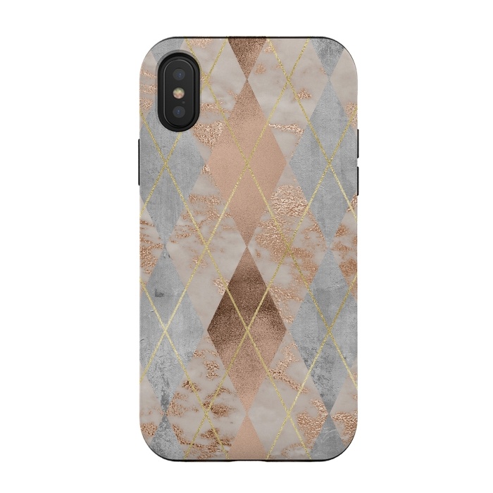 iPhone Xs / X StrongFit Trendy Argyle Marble and Concrete Copper Pattern by  Utart
