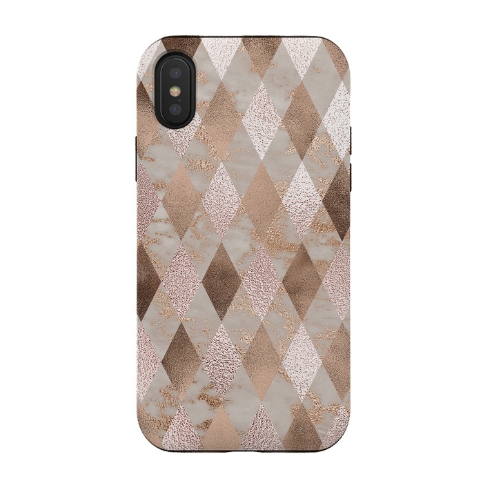 iPhone Xs / X StrongFit Abstract Trendy Copper Concrete Argyle Pattern by  Utart