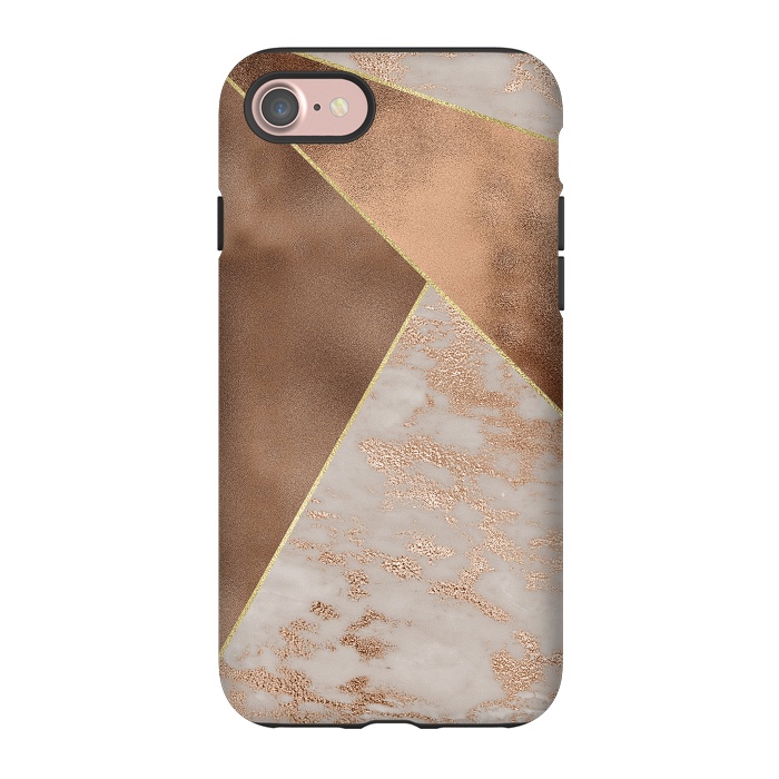 iPhone 7 StrongFit Modern minimalistic Copper Marble Triangles  by  Utart