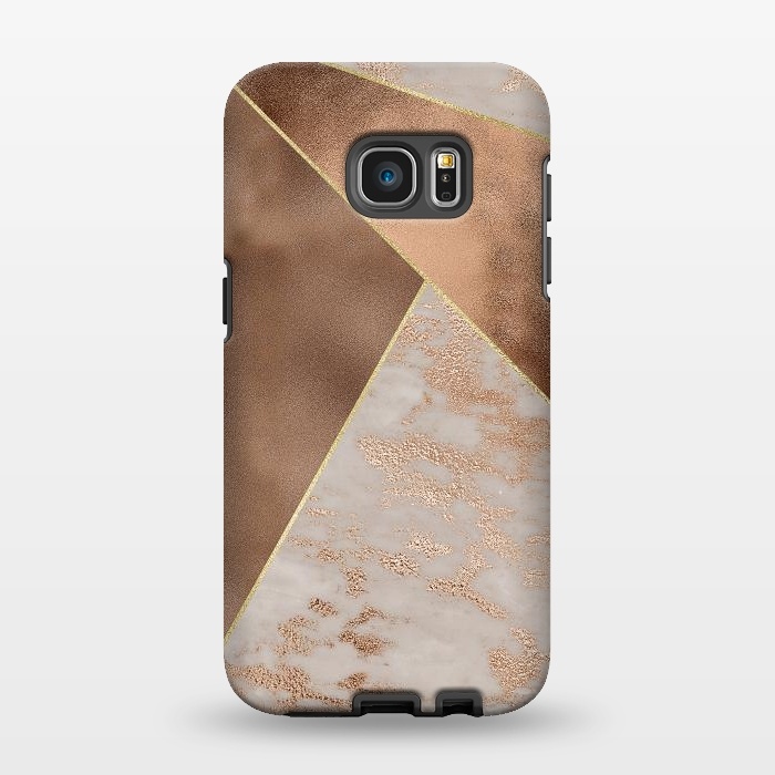 Galaxy S7 EDGE StrongFit Modern minimalistic Copper Marble Triangles  by  Utart