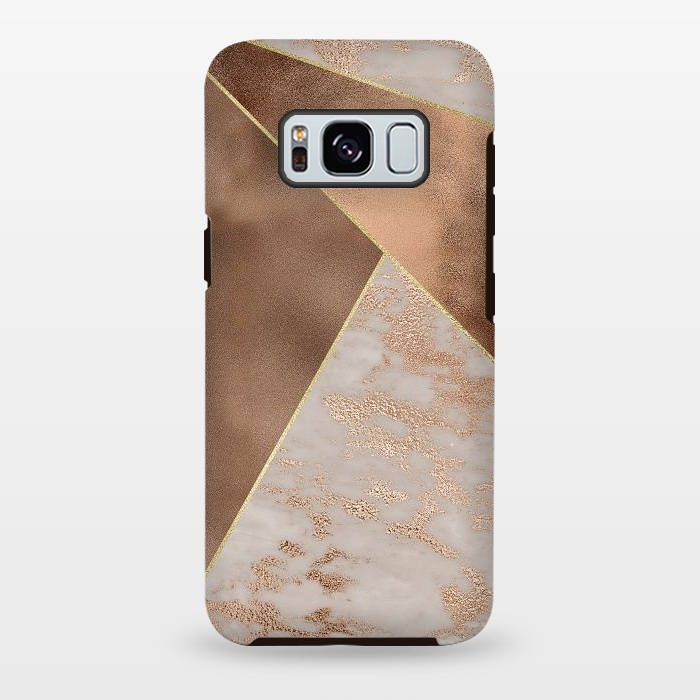 Galaxy S8 plus StrongFit Modern minimalistic Copper Marble Triangles  by  Utart