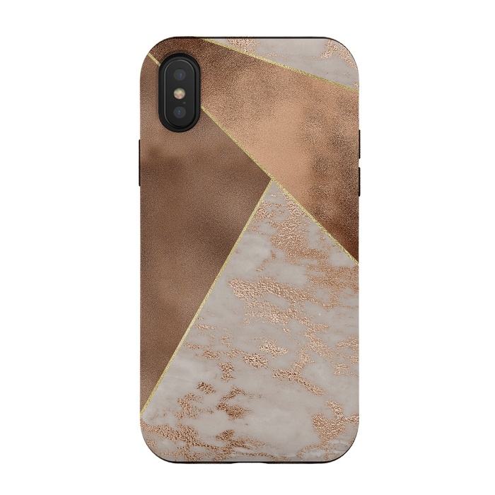 iPhone Xs / X StrongFit Modern minimalistic Copper Marble Triangles  by  Utart