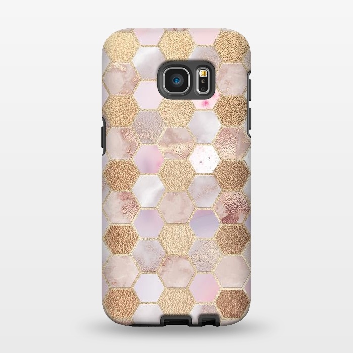 Galaxy S7 EDGE StrongFit Rose Gold Copper Honeycomb Pattern by  Utart