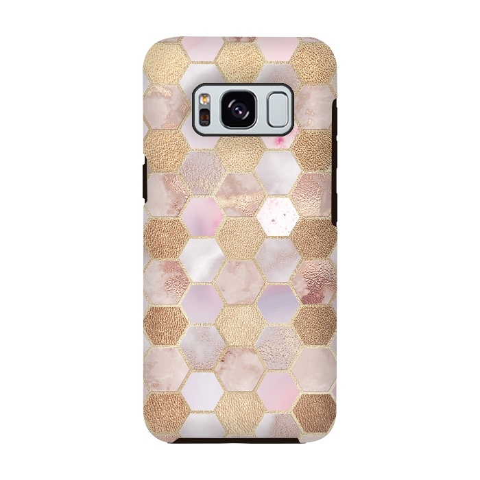 Galaxy S8 StrongFit Rose Gold Copper Honeycomb Pattern by  Utart