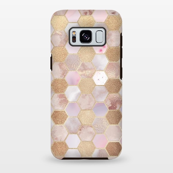 Galaxy S8 plus StrongFit Rose Gold Copper Honeycomb Pattern by  Utart