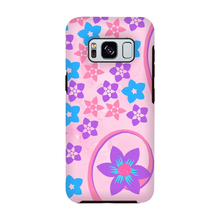 Galaxy S8 StrongFit pink blue flower pattern by MALLIKA
