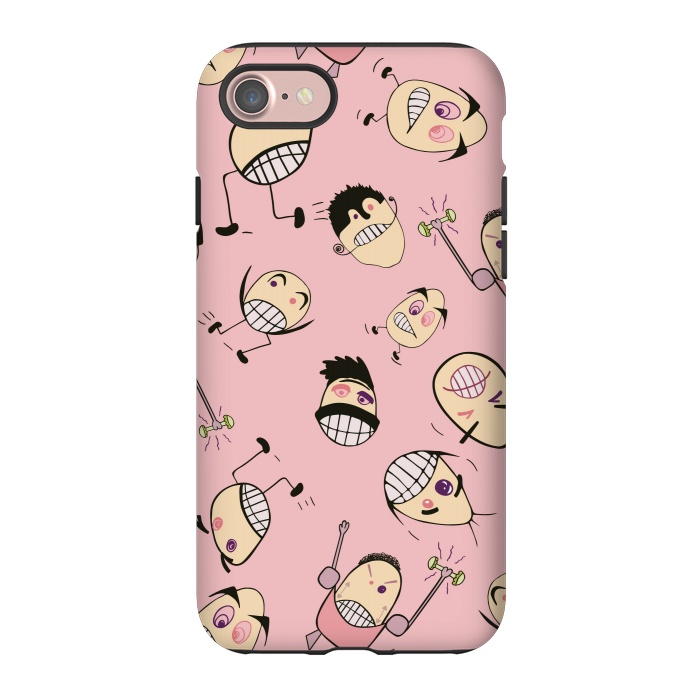 iPhone 7 StrongFit Egg Heads on Pink by Paula Ohreen