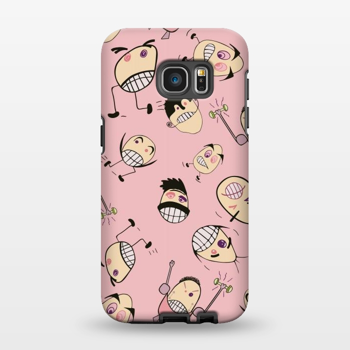 Galaxy S7 EDGE StrongFit Egg Heads on Pink by Paula Ohreen
