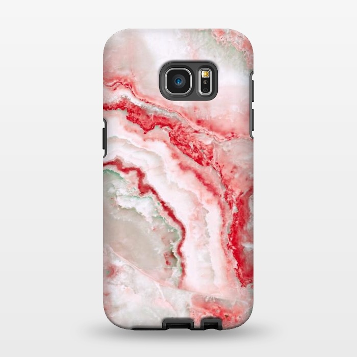 Galaxy S7 EDGE StrongFit Coral Red Veined Agate by  Utart