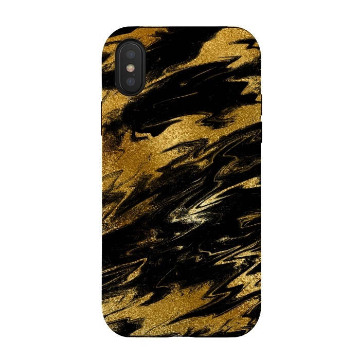 iPhone Xs / X StrongFit Black and Gold Marble by  Utart