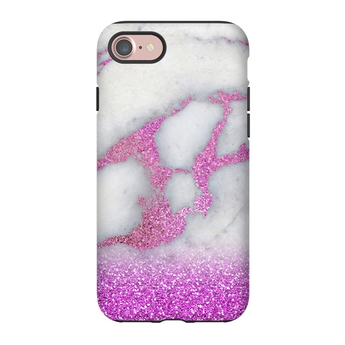 iPhone 7 StrongFit Purple Glitter Veined Gray Marble by  Utart
