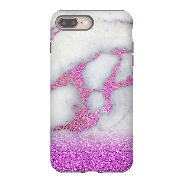 iPhone 7 plus StrongFit Purple Glitter Veined Gray Marble by  Utart