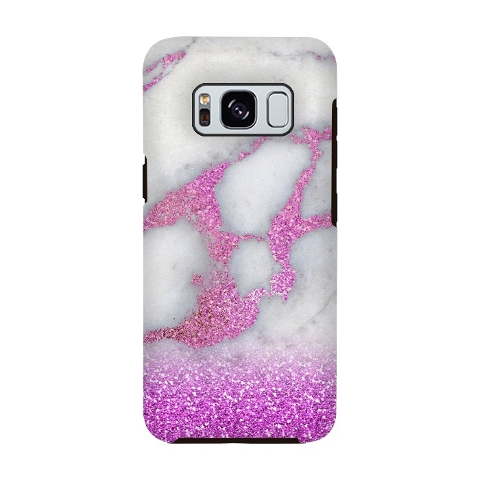 Galaxy S8 StrongFit Purple Glitter Veined Gray Marble by  Utart
