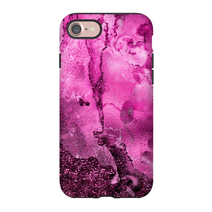 iPhone 7 StrongFit Purple and Pink Glittering Ink Marble by  Utart