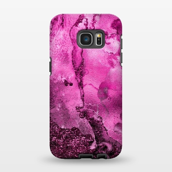 Galaxy S7 EDGE StrongFit Purple and Pink Glittering Ink Marble by  Utart