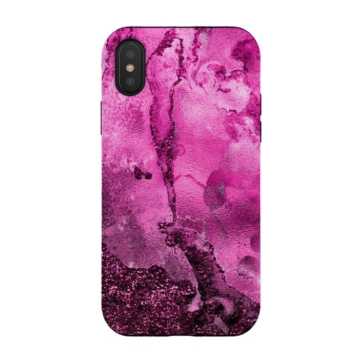 iPhone Xs / X StrongFit Purple and Pink Glittering Ink Marble by  Utart