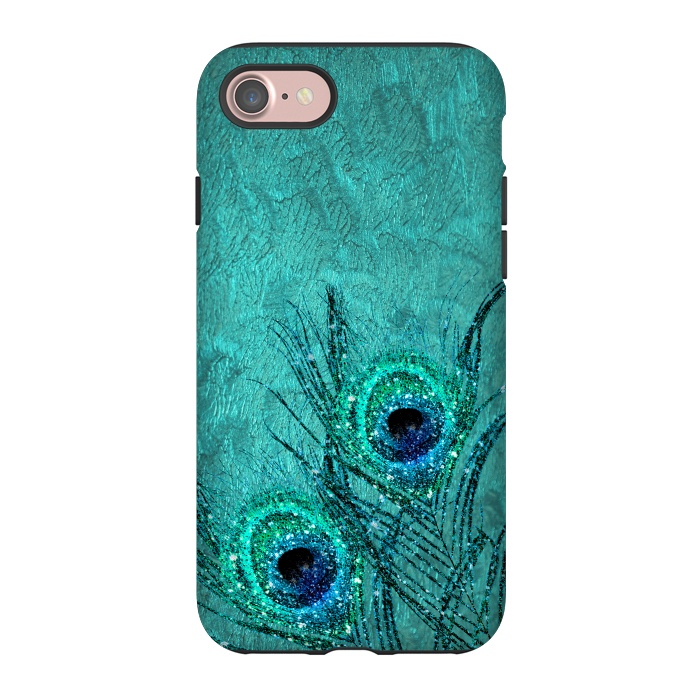 iPhone 7 StrongFit Peacock Sparkle Feathers by  Utart
