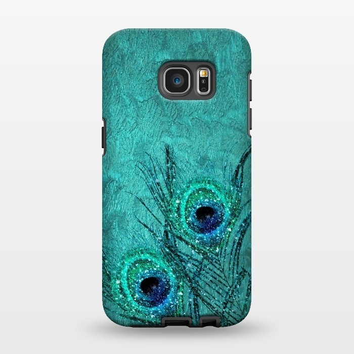 Galaxy S7 EDGE StrongFit Peacock Sparkle Feathers by  Utart