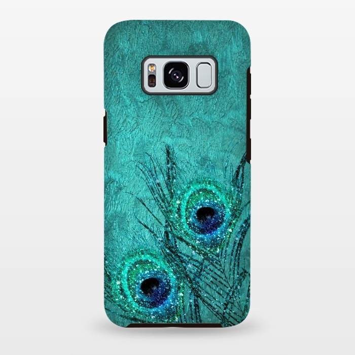 Galaxy S8 plus StrongFit Peacock Sparkle Feathers by  Utart