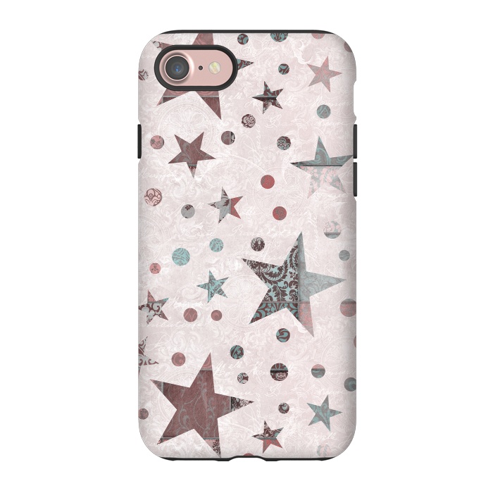 iPhone 7 StrongFit Pink Teal Patchwork Star Pattern by Andrea Haase
