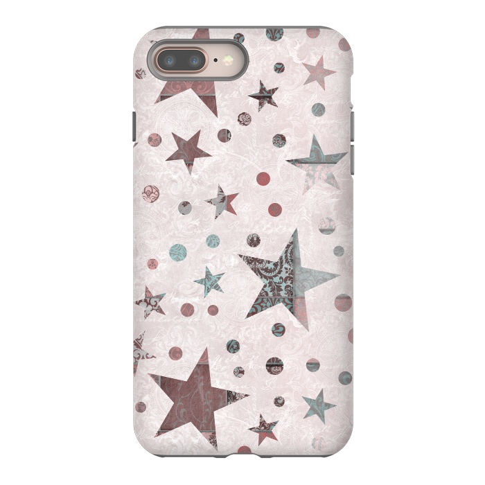 iPhone 7 plus StrongFit Pink Teal Patchwork Star Pattern by Andrea Haase