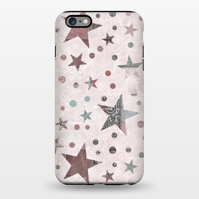 iPhone 6/6s plus StrongFit Pink Teal Patchwork Star Pattern by Andrea Haase