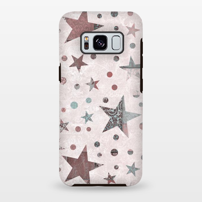 Galaxy S8 plus StrongFit Pink Teal Patchwork Star Pattern by Andrea Haase