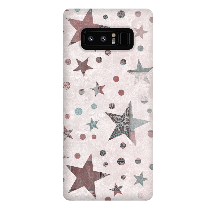 Galaxy Note 8 StrongFit Pink Teal Patchwork Star Pattern by Andrea Haase