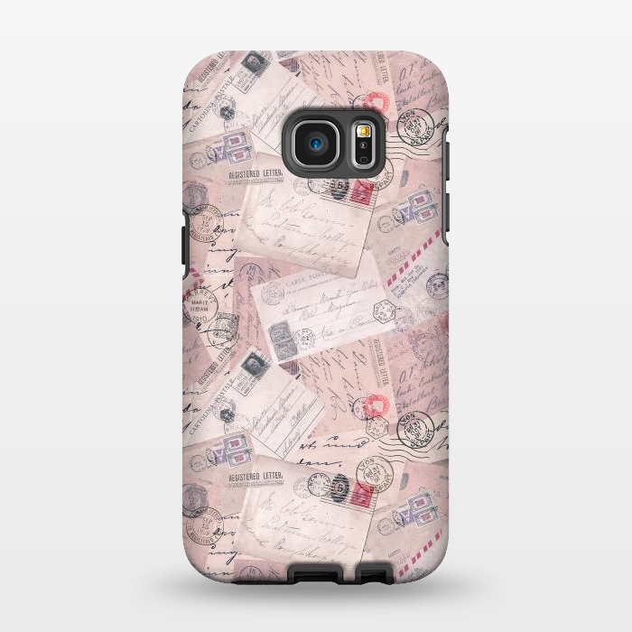 Galaxy S7 EDGE StrongFit Vintage Letter Collage In Soft Pink by Andrea Haase