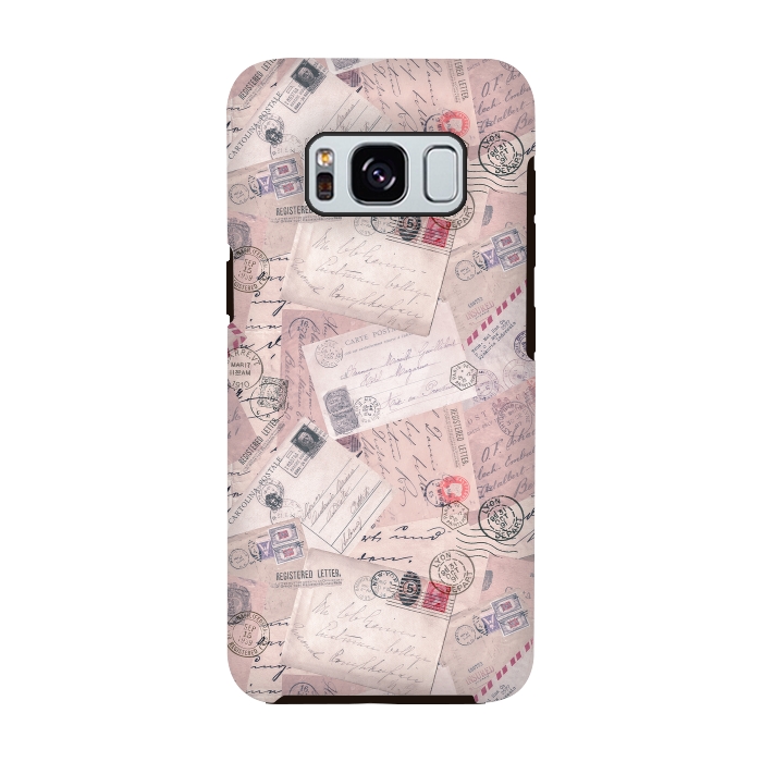 Galaxy S8 StrongFit Vintage Letter Collage In Soft Pink by Andrea Haase