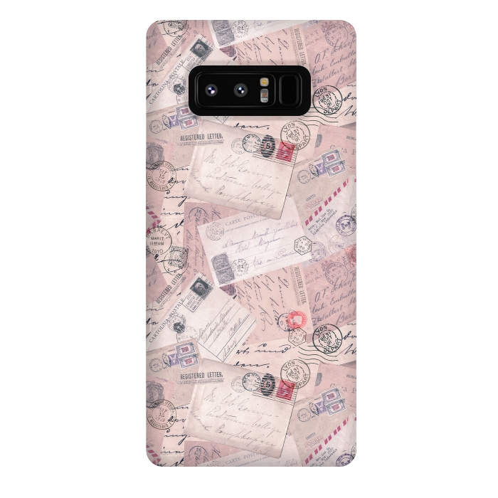 Galaxy Note 8 StrongFit Vintage Letter Collage In Soft Pink by Andrea Haase