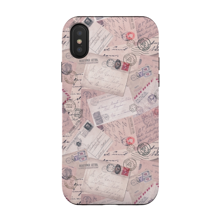 iPhone Xs / X StrongFit Vintage Letter Collage In Soft Pink by Andrea Haase