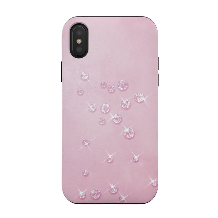 iPhone Xs / X StrongFit Sparkling Pink Rhinestones by Andrea Haase
