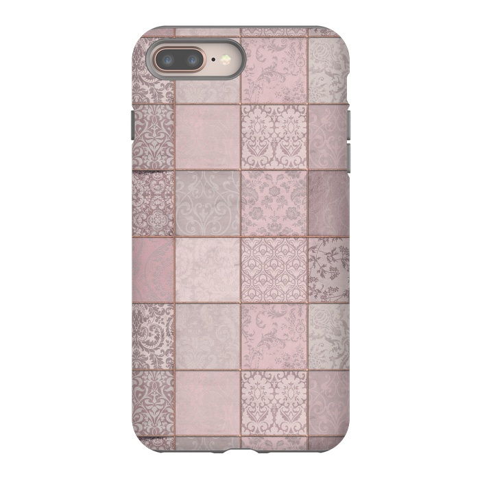 iPhone 7 plus StrongFit Nostalgic Patchwork Tiles Soft Pink by Andrea Haase