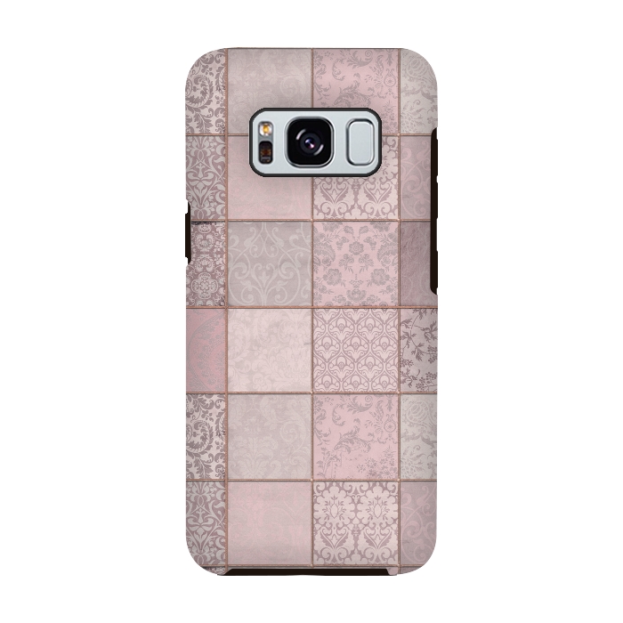 Galaxy S8 StrongFit Nostalgic Patchwork Tiles Soft Pink by Andrea Haase