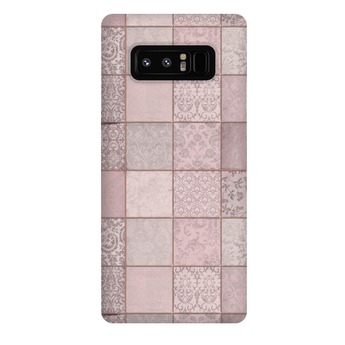 Galaxy Note 8 StrongFit Nostalgic Patchwork Tiles Soft Pink by Andrea Haase