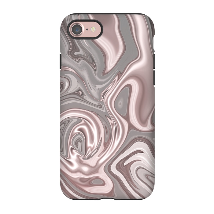 iPhone 7 StrongFit Rose Gold Gray Marbled Paint by Andrea Haase