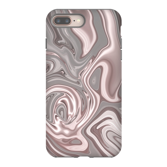iPhone 7 plus StrongFit Rose Gold Gray Marbled Paint by Andrea Haase