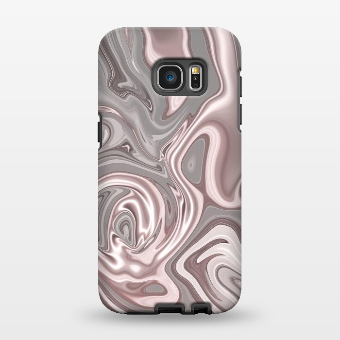 Galaxy S7 EDGE StrongFit Rose Gold Gray Marbled Paint by Andrea Haase