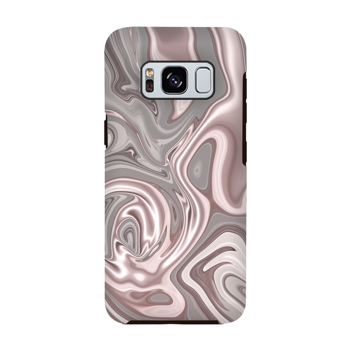Galaxy S8 StrongFit Rose Gold Gray Marbled Paint by Andrea Haase