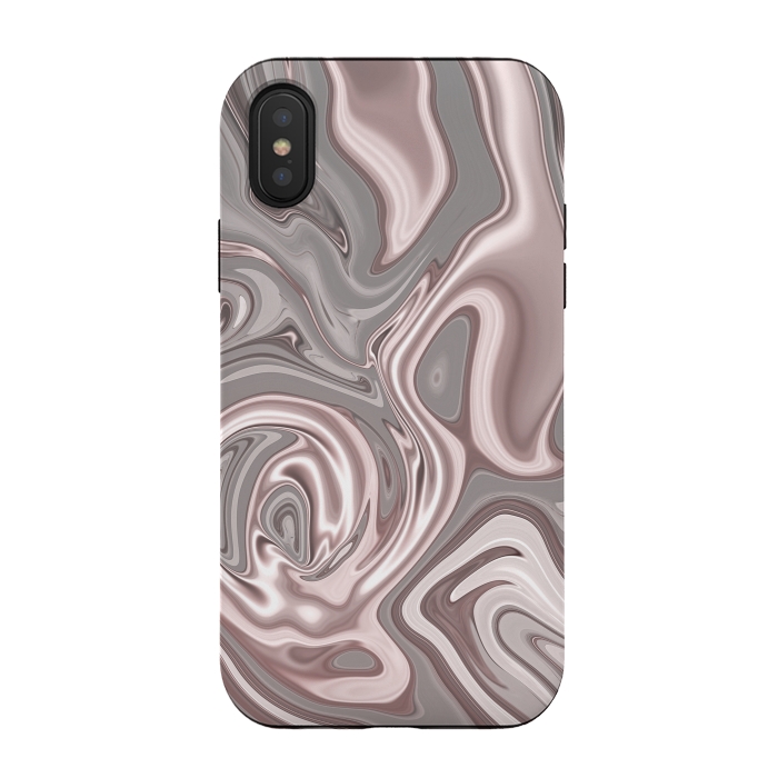iPhone Xs / X StrongFit Rose Gold Gray Marbled Paint by Andrea Haase