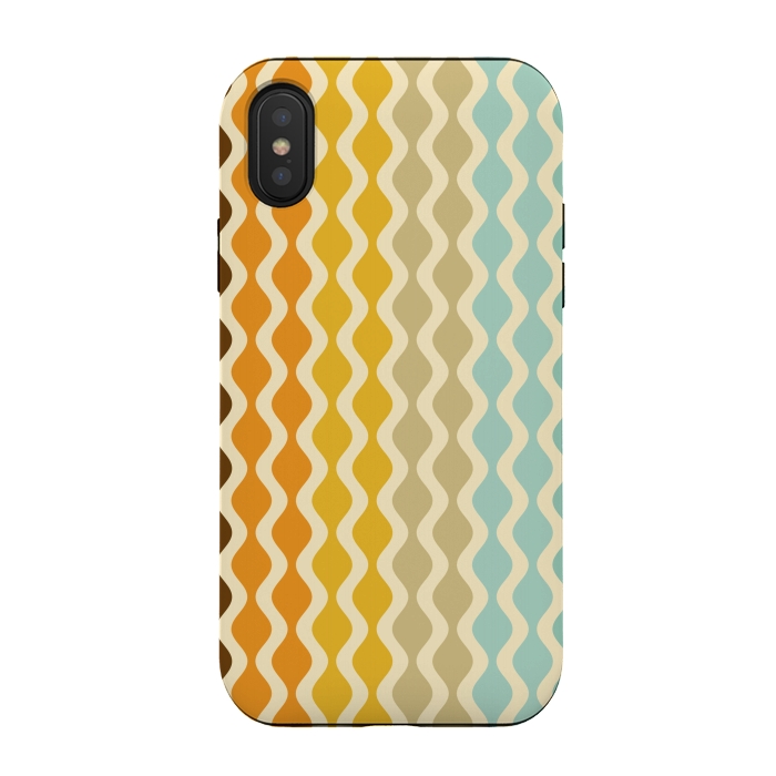 iPhone Xs / X StrongFit Falling Waves in Orange and Blue by Paula Ohreen